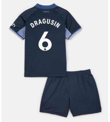 Tottenham Hotspur Radu Dragusin #6 Segunda Equipación Niños 2023-24 Manga Corta (+ Pantalones cortos)